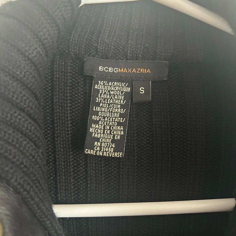 Black Ribbed Leather Jacket - Picture 2 of 4